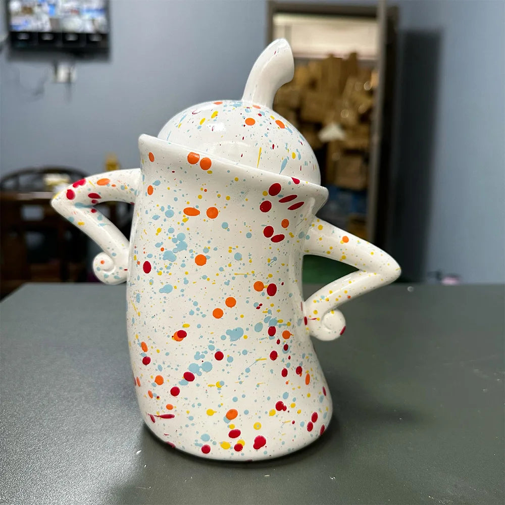 Creative Forked Waist Cup Mugs Foodjars Retro Spotted Cup for Kitchen Storage Jars with Lids Coffee Tea Sugar Spices Kitchenware
