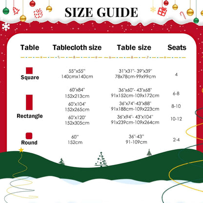 Christmas Tablecloth round 60 Inch, Gold Foil Print Snowflake Table Cloth Washable, Waterproof Wrinkle Resistant White Table Cover for Party Dinner Decorations, Gifts
