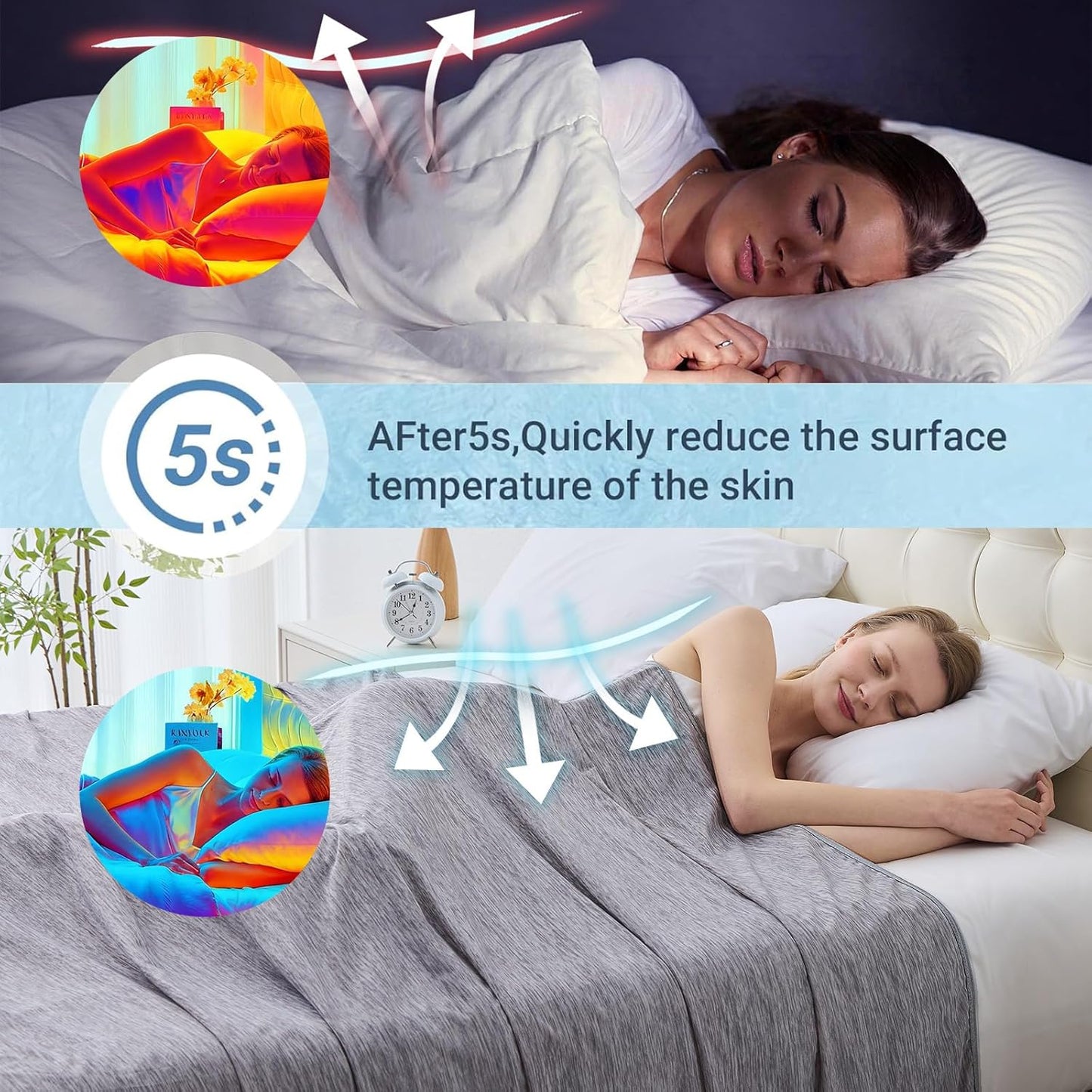 Cooling Blanket King Size, Cooling Blankets for Hot Sleepers, Absorbs Heat to Keep Body Cool for Summer Nights Sweats, Cold Blanket for Bed Couch Sofa, Ice Blanket 90X108 Inches, Dark Gray