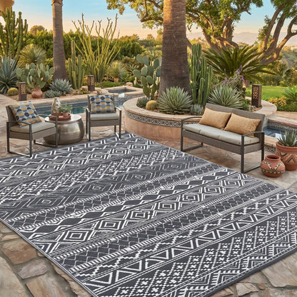 Garvee Outdoor Washable Double-Sided Plastic Straw Rug, Garden Decoration Rug Waterproof UV Resistant Foldable and Portable for Pools Balconies Beaches Picnics Backyards and Parks