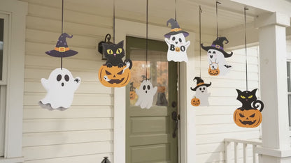 "BOO!" Halloween Hanging Swirls & Cutouts Set (12-Piece Outdoor & Indoor Decor)