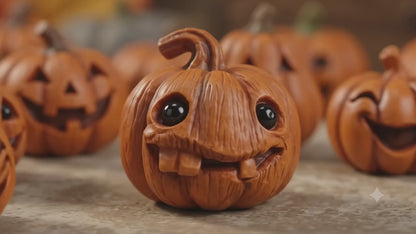 16-Piece Mini Halloween Resin Pumpkins | Small Jack-o'-Lantern Decor