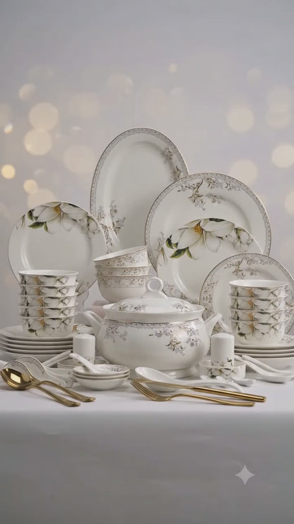 The Grand Table: Fine Porcelain Complete Dining & Serving Set